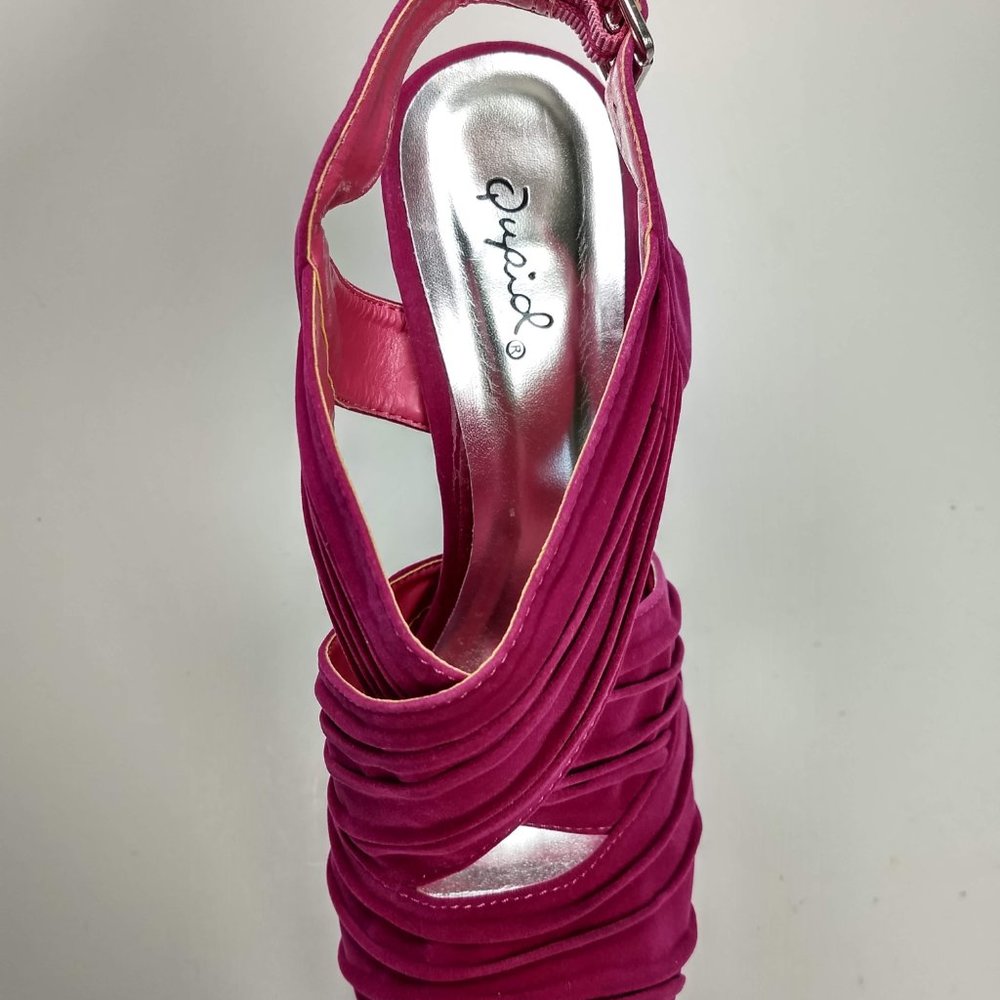 Qupid Fuchsia Suede Platform Open Toe 5.5" Stilett - image 8